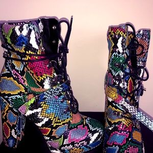 Colorful Platform Laceup Boot(NEVER WORN)